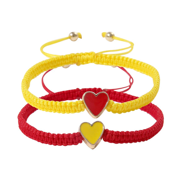 Couple Bracelet Set Loveshaped Handwoven Simple Style