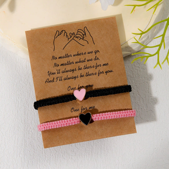 Couple Bracelet Set Loveshaped Handwoven Simple Style