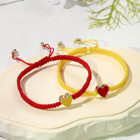 Couple Bracelet Set Loveshaped Handwoven Simple Style