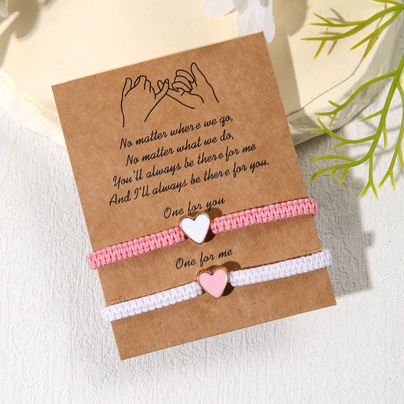 Couple Bracelet Set Loveshaped Handwoven Simple Style