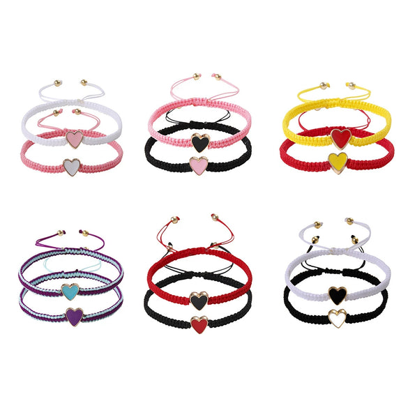 Couple Bracelet Set Loveshaped Handwoven Simple Style