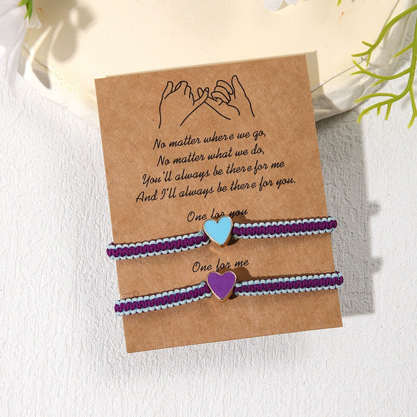 Couple Bracelet Set Loveshaped Handwoven Simple Style