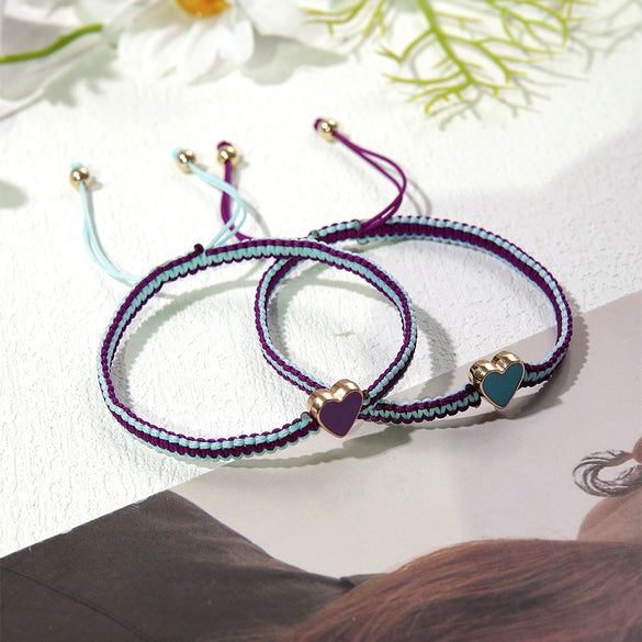 Couple Bracelet Set Loveshaped Handwoven Simple Style