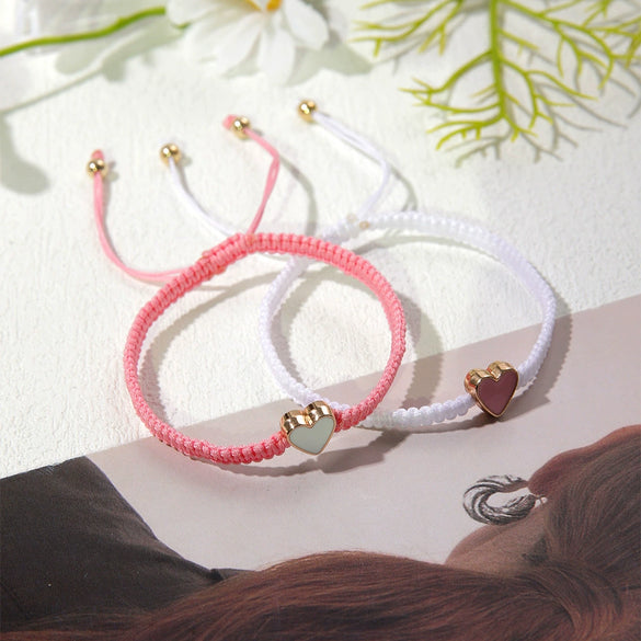 Couple Bracelet Set Loveshaped Handwoven Simple Style