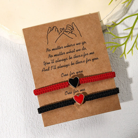 Couple Bracelet Set Loveshaped Handwoven Simple Style
