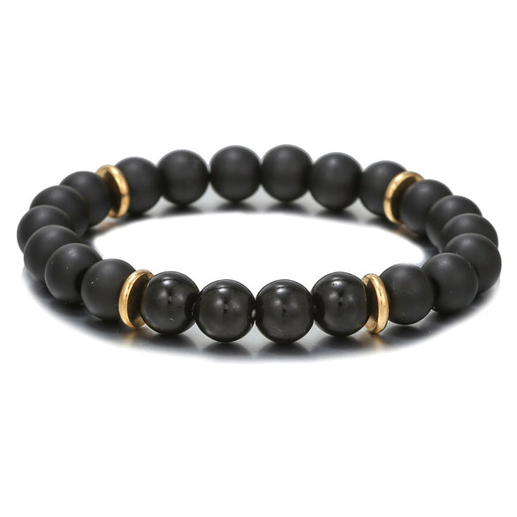 Couple Bracelet Stone Black Onyx Trendy Simple Design Unisex