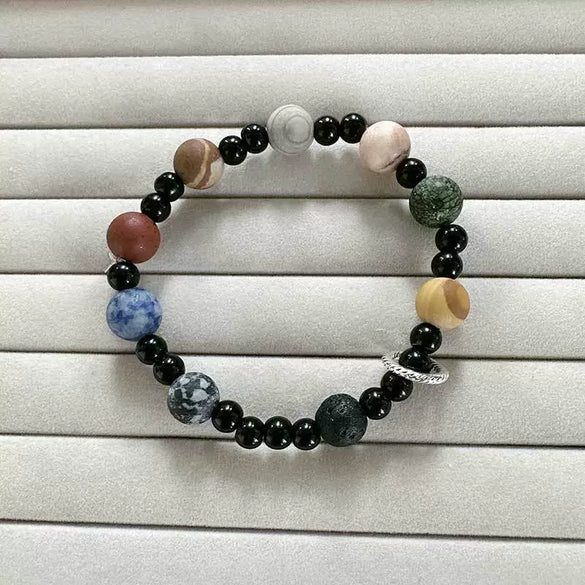 Couple Bracelet Volcanic Stone Lapis Geometric Style Electroplated Jewelry