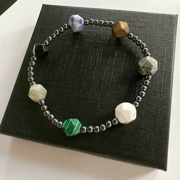 Couple Bracelet Volcanic Stone Lapis Geometric Style Electroplated Jewelry