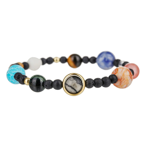Couple Bracelet Volcanic Stone Lapis Geometric Style Electroplated Jewelry