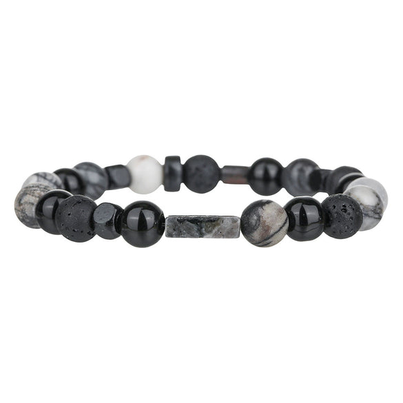 Couple Bracelet Volcanic Stone Lapis Geometric Style Electroplated Jewelry