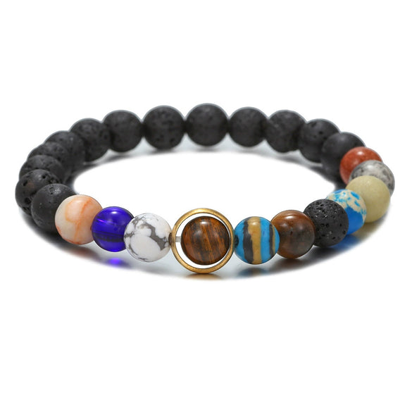 Couple Bracelet Volcanic Stone Lapis Geometric Style Electroplated Jewelry