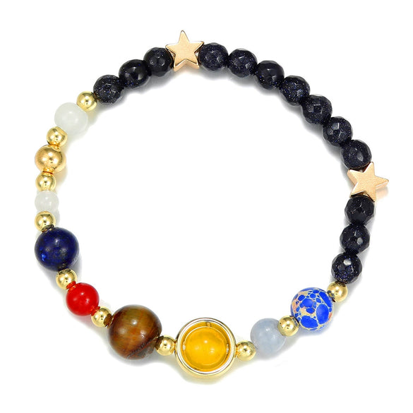 Couple Bracelet Volcanic Stone Lapis Geometric Style Electroplated Jewelry
