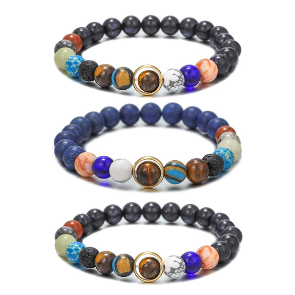 Couple Bracelet Volcanic Stone Lapis Geometric Style Electroplated Jewelry