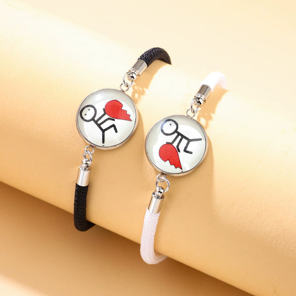 Couple Bracelet Zinc Alloy Personality Style With Letters Numbers Text Pattern Seiko Processing