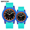 Couple Digital Quartz Electronic Watch Round Dial Acrylic Mirror Silicone Strap Abs Case