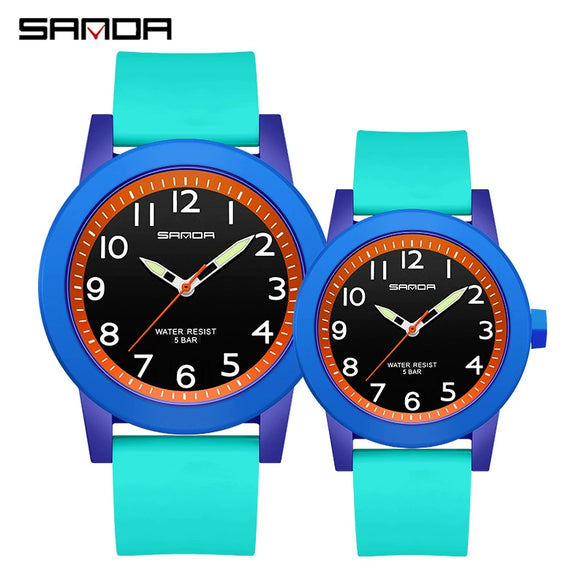Couple Digital Quartz Electronic Watch Round Dial Acrylic Mirror Silicone Strap Abs Case