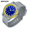Couple Digital Quartz Electronic Watch Round Dial Acrylic Mirror Silicone Strap Abs Case