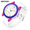 Couple Digital Quartz Electronic Watch Round Dial Acrylic Mirror Silicone Strap Abs Case