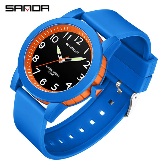 Couple Digital Quartz Electronic Watch Round Dial Acrylic Mirror Silicone Strap Abs Case