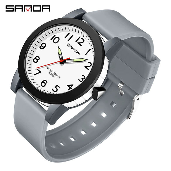 Couple Digital Quartz Electronic Watch Round Dial Acrylic Mirror Silicone Strap Abs Case