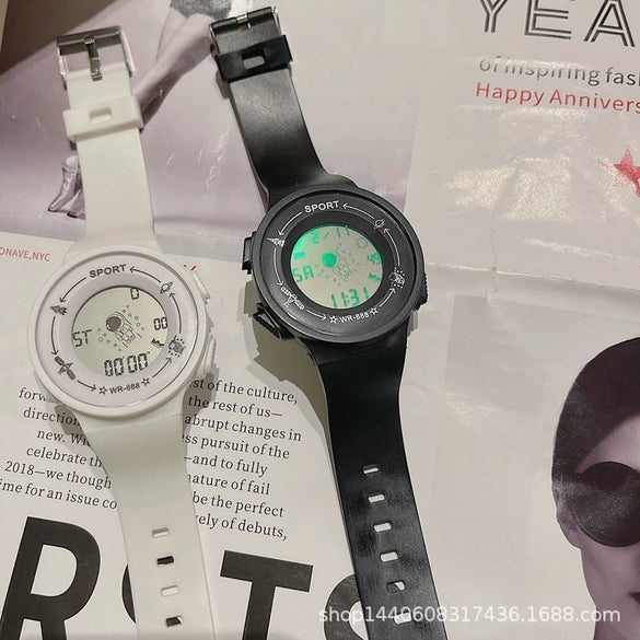 Couple Electronic Watch Plastic Case Silicone Strap Casual Trend Digital Multifunctional Luminous