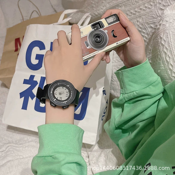Couple Electronic Watch Plastic Case Silicone Strap Casual Trend Digital Multifunctional Luminous