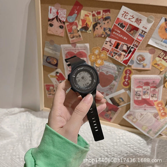 Couple Electronic Watch Plastic Case Silicone Strap Casual Trend Digital Multifunctional Luminous