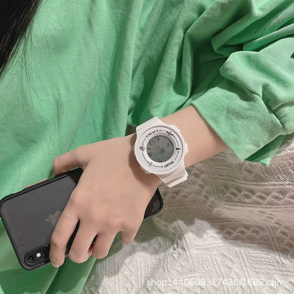 Couple Electronic Watch Plastic Case Silicone Strap Casual Trend Digital Multifunctional Luminous