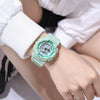 Couple Electronic Watches Plastic Case Silicone Strap Stainless Steel Clasp Round Dial