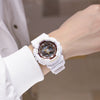 Couple Electronic Watches Plastic Case Silicone Strap Stainless Steel Clasp Round Dial