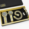 Couple Fashion Alloy Wristwatch Set With Round Dial And Printed Logo