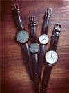 Couple Fashion Retro Belt Quartz Watch Metal Case Genuine Leather Strap Round Dial