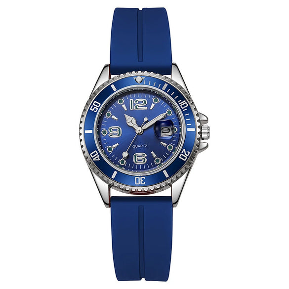 Couple Fashion Sports Silicone And Alloy Quartz Watch Round Dial Life Waterproof Stainless Steel Buckle