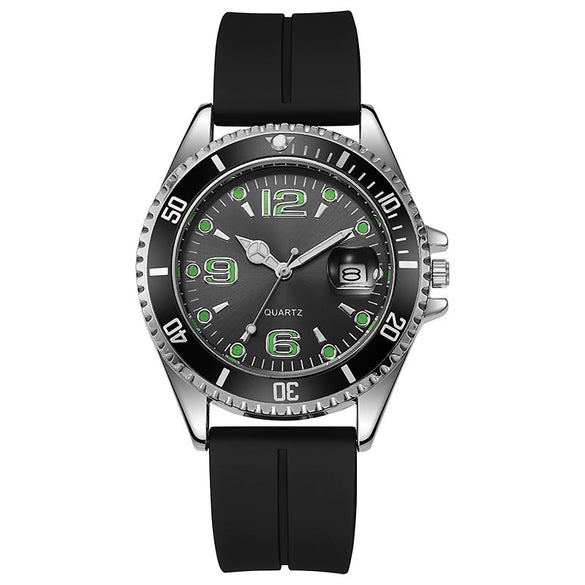 Couple Fashion Sports Silicone And Alloy Quartz Watch Round Dial Life Waterproof Stainless Steel Buckle