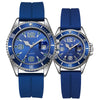 Couple Fashion Sports Silicone And Alloy Quartz Watch Round Dial Life Waterproof Stainless Steel Buckle