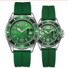 Couple Fashion Sports Silicone And Alloy Quartz Watch Round Dial Life Waterproof Stainless Steel Buckle