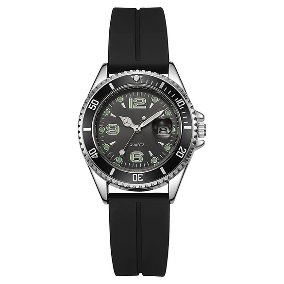 Couple Fashion Sports Silicone And Alloy Quartz Watch Round Dial Life Waterproof Stainless Steel Buckle