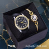 Couple Fashion Waterproof Quartz Wrist Watch Set Alloy And Stainless Steel Round Dial
