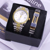 Couple Fashion Waterproof Quartz Wrist Watch Set Alloy And Stainless Steel Round Dial