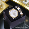 Couple Fashion Waterproof Quartz Wrist Watch Set Alloy And Stainless Steel Round Dial