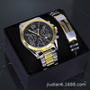 Couple Fashion Waterproof Quartz Wrist Watch Set Alloy And Stainless Steel Round Dial