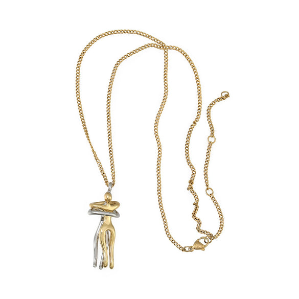 Couple Hug Fashion Allmatch Jewelry Stainless Steel Copper Geometric Handmade Pendant Necklace