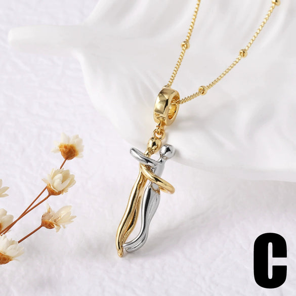 Couple Jewelry Copper Geometric Pendant Necklace Goldplated Electroplating