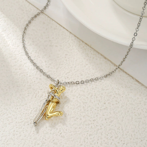 Couple Jewelry Copper Handmade O Word Chain Pendant Necklace