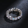 Couple Jewelry Copper Rectangular Heart Geometric Inlaid Zircon Ring