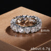 Couple Jewelry Copper Rectangular Heart Geometric Inlaid Zircon Ring