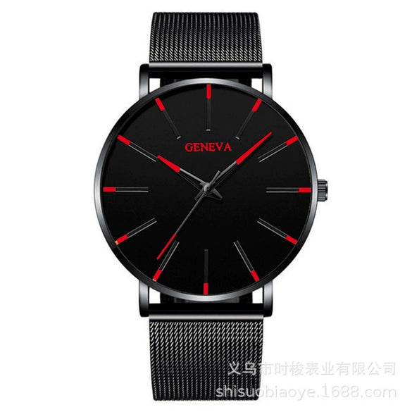 Couple Mesh Belt Quartz Watch Alloy Case Stainless Steel Strap And Buckle Round Dial Leisure Style