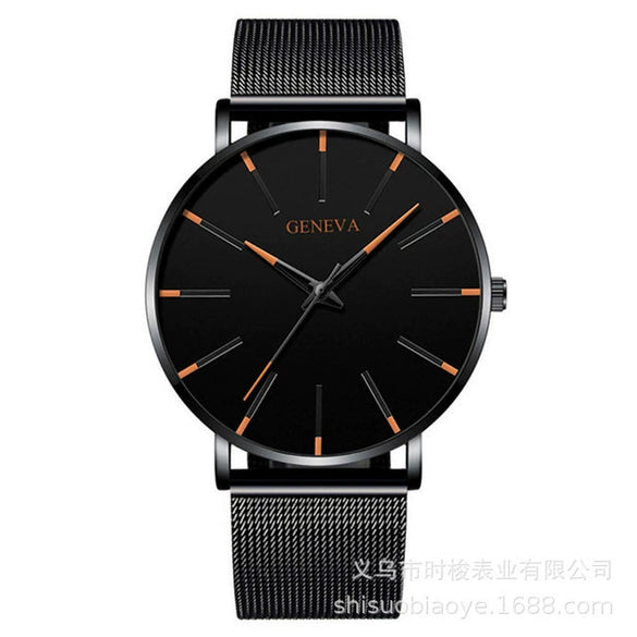 Couple Mesh Belt Quartz Watch Alloy Case Stainless Steel Strap And Buckle Round Dial Leisure Style