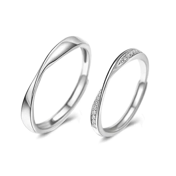 Couple Mobius Ring 925 Sterling Silver Geometric Electroplated Jewelry