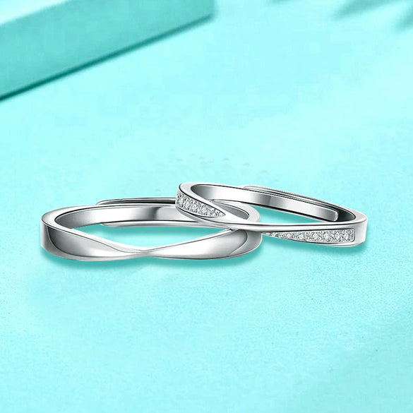 Couple Mobius Ring 925 Sterling Silver Geometric Electroplated Jewelry